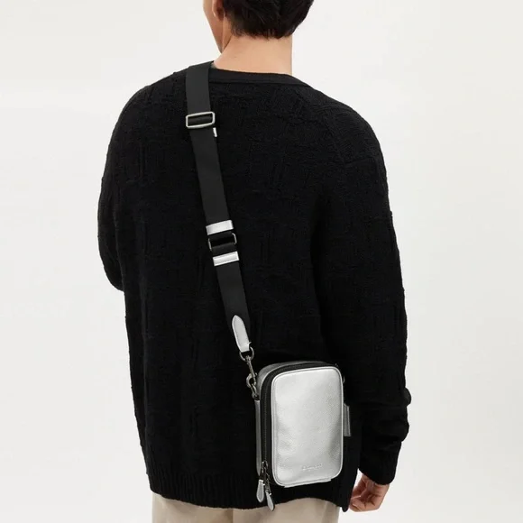 Coach Stanton Crossbody Silver Metallic Men's Bags NWT - Picture 1 of 15